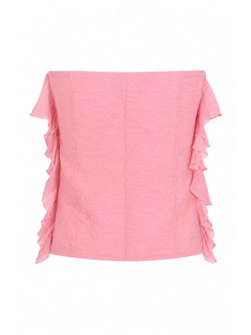 Top a fascia con rouches in mussola di cotone Rosa Alpha Studio | AD-6540P2015